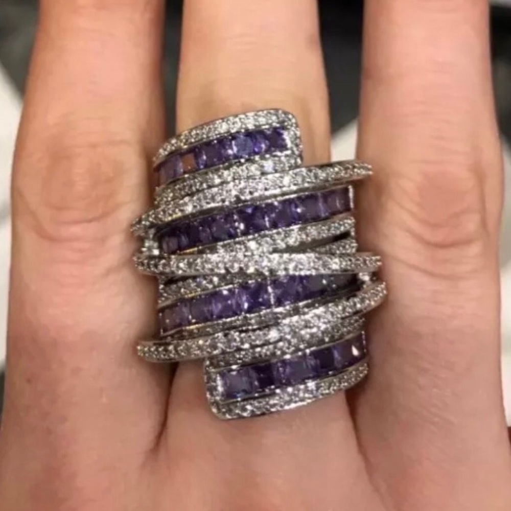 ✨925 Sterling Silver Purple & White Zirconia Ring✨